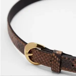 Zara | Accessories | Zara Snake Embossed Brown Leather Belt  display picture 3